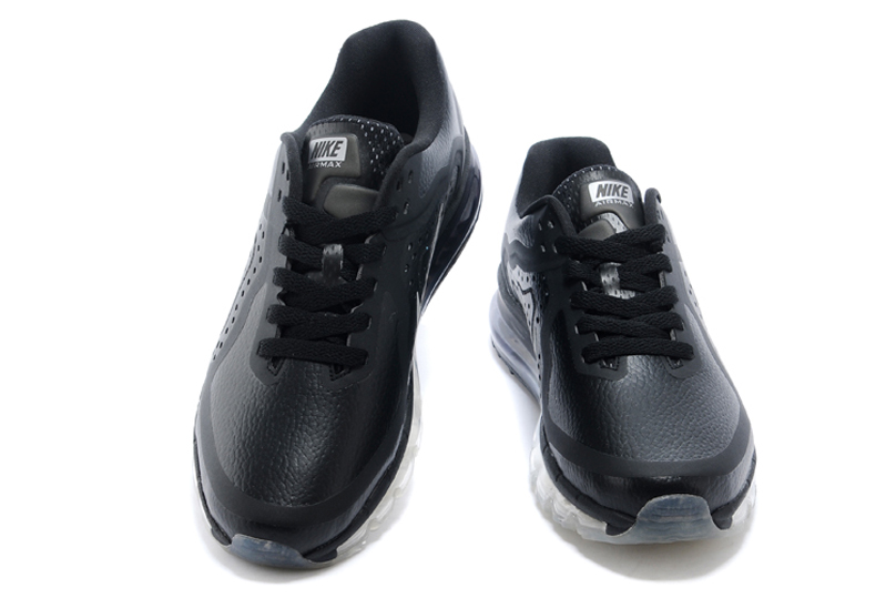 nike air max 2014 cuir chaussures de course hommes gris noir (4)